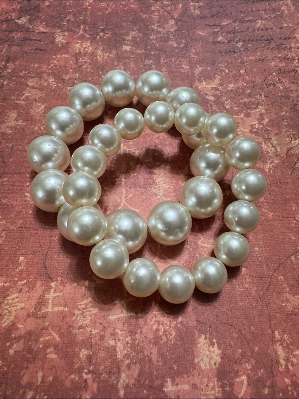 VINTAGE FAUX PEARL STRETCH BRACELETS SET OF TWO